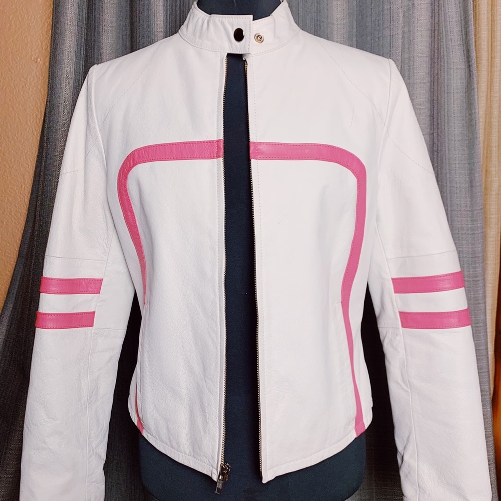 Wilson’s Leather Jacket White and Pink